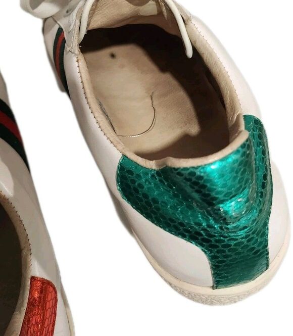 Gucci Ace Low-Top White Leather Bumblebee Sneakers White 40EU/8US Wom/6.5US Men main image 7